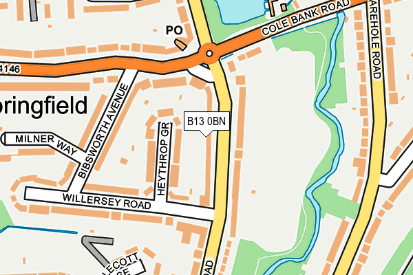 B13 0BN map - OS OpenMap – Local (Ordnance Survey)
