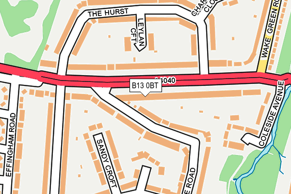 B13 0BT map - OS OpenMap – Local (Ordnance Survey)