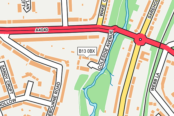 B13 0BX map - OS OpenMap – Local (Ordnance Survey)