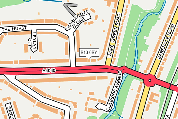 B13 0BY map - OS OpenMap – Local (Ordnance Survey)