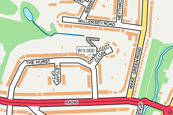 B13 0DD map - OS OpenMap – Local (Ordnance Survey)