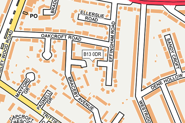 B13 0DR map - OS OpenMap – Local (Ordnance Survey)