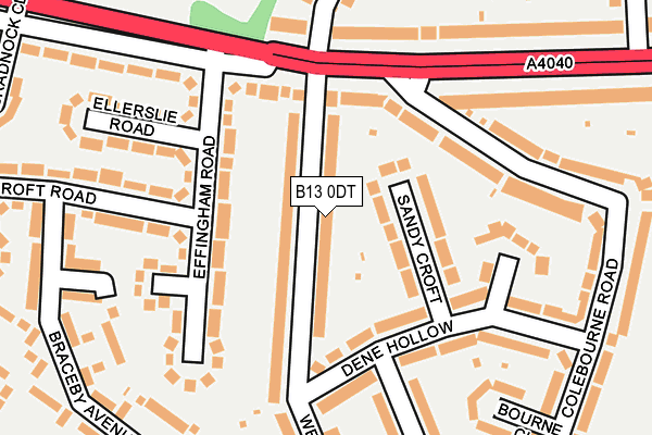 B13 0DT map - OS OpenMap – Local (Ordnance Survey)