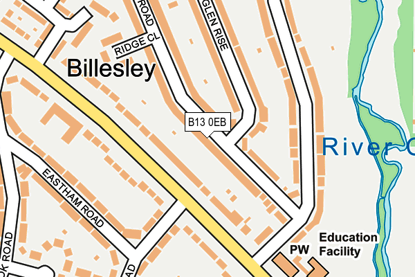 B13 0EB map - OS OpenMap – Local (Ordnance Survey)