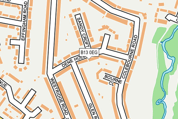 B13 0EG map - OS OpenMap – Local (Ordnance Survey)
