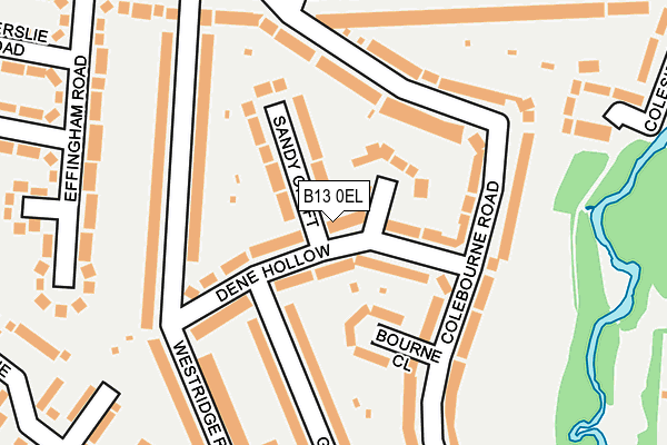 B13 0EL map - OS OpenMap – Local (Ordnance Survey)