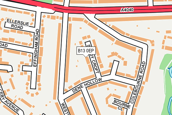 B13 0EP map - OS OpenMap – Local (Ordnance Survey)