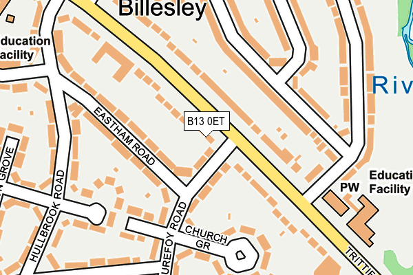 B13 0ET map - OS OpenMap – Local (Ordnance Survey)