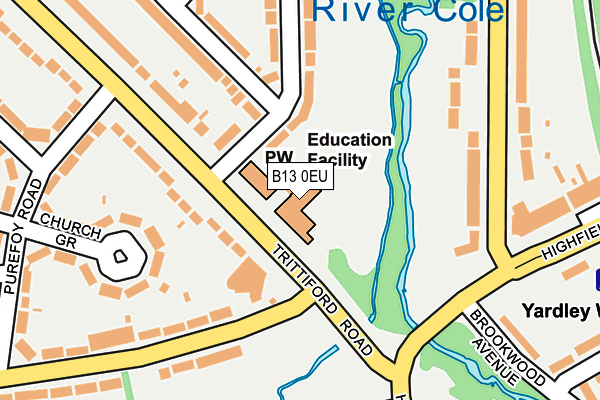 B13 0EU map - OS OpenMap – Local (Ordnance Survey)