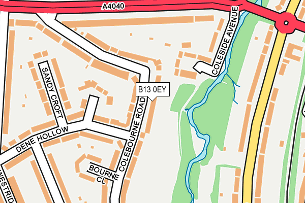 B13 0EY map - OS OpenMap – Local (Ordnance Survey)