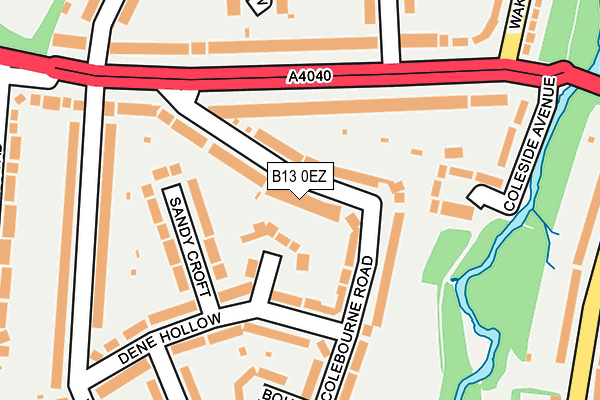 B13 0EZ map - OS OpenMap – Local (Ordnance Survey)