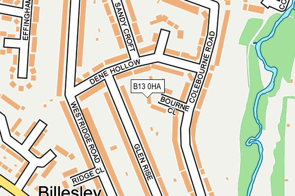 B13 0HA map - OS OpenMap – Local (Ordnance Survey)