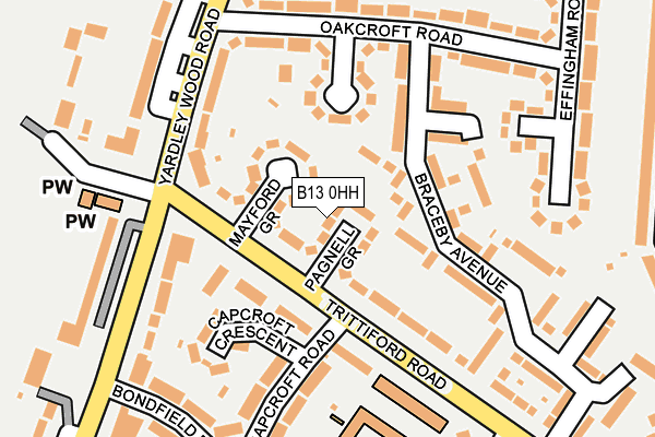 B13 0HH map - OS OpenMap – Local (Ordnance Survey)