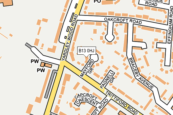 B13 0HJ map - OS OpenMap – Local (Ordnance Survey)