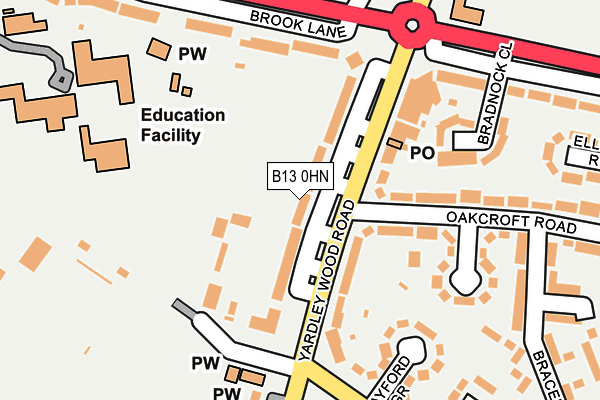 B13 0HN map - OS OpenMap – Local (Ordnance Survey)