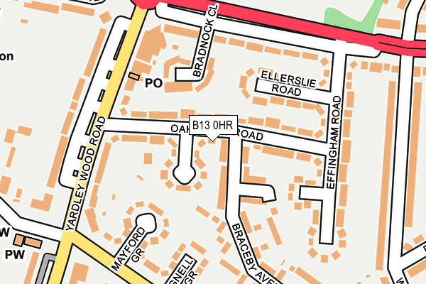 B13 0HR map - OS OpenMap – Local (Ordnance Survey)