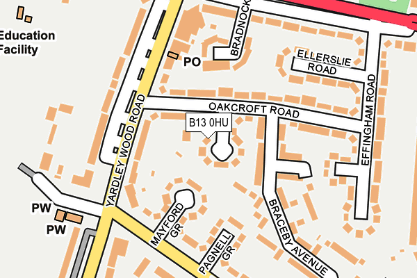 B13 0HU map - OS OpenMap – Local (Ordnance Survey)
