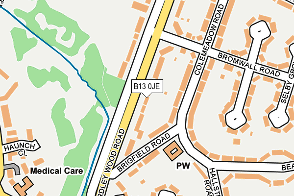B13 0JE map - OS OpenMap – Local (Ordnance Survey)
