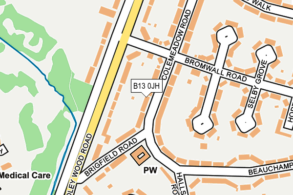 B13 0JH map - OS OpenMap – Local (Ordnance Survey)