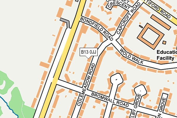 B13 0JJ map - OS OpenMap – Local (Ordnance Survey)