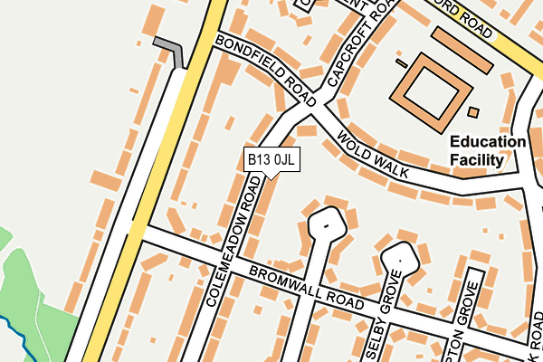 B13 0JL map - OS OpenMap – Local (Ordnance Survey)