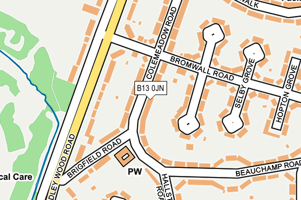 B13 0JN map - OS OpenMap – Local (Ordnance Survey)