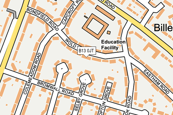B13 0JT map - OS OpenMap – Local (Ordnance Survey)