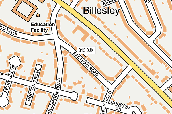 B13 0JX map - OS OpenMap – Local (Ordnance Survey)