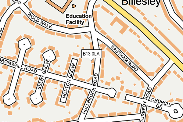 B13 0LA map - OS OpenMap – Local (Ordnance Survey)