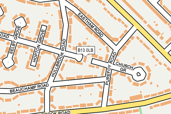 B13 0LB map - OS OpenMap – Local (Ordnance Survey)