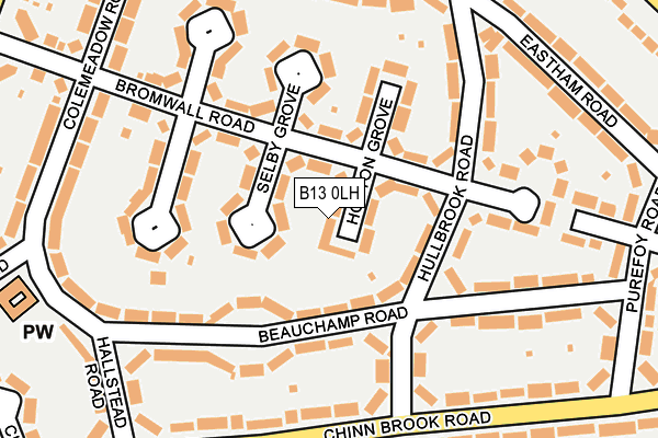 B13 0LH map - OS OpenMap – Local (Ordnance Survey)