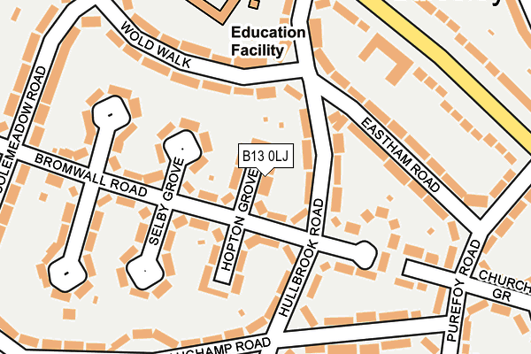 B13 0LJ map - OS OpenMap – Local (Ordnance Survey)