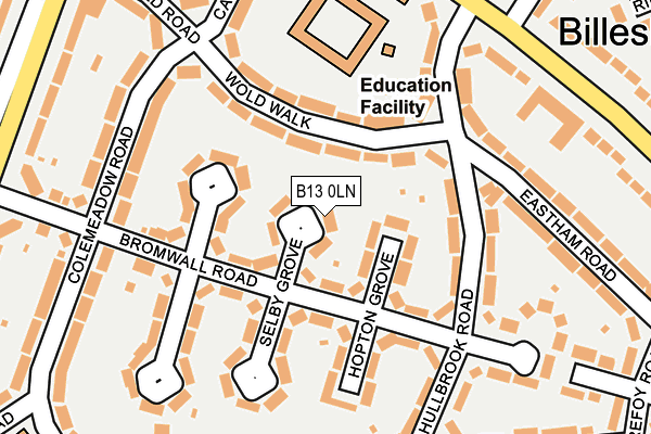 B13 0LN map - OS OpenMap – Local (Ordnance Survey)