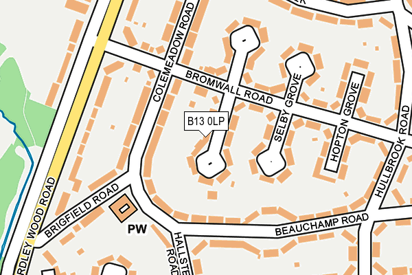 B13 0LP map - OS OpenMap – Local (Ordnance Survey)