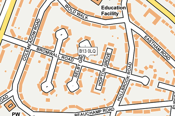 B13 0LQ map - OS OpenMap – Local (Ordnance Survey)