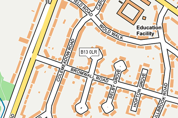 B13 0LR map - OS OpenMap – Local (Ordnance Survey)