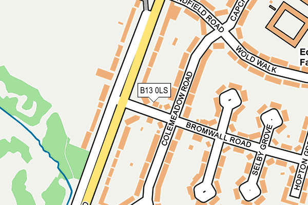 B13 0LS map - OS OpenMap – Local (Ordnance Survey)