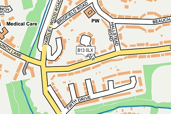 B13 0LX map - OS OpenMap – Local (Ordnance Survey)