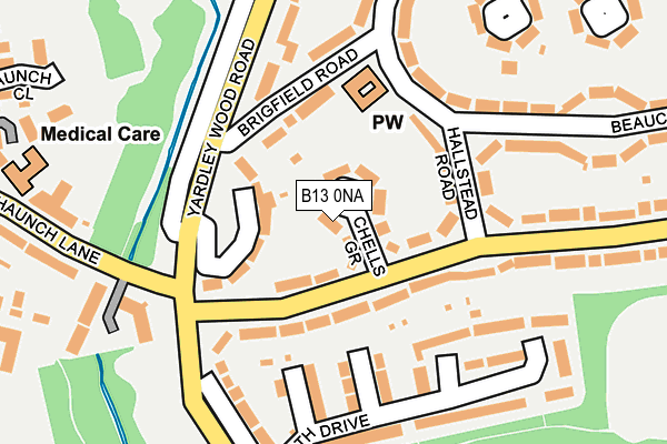 B13 0NA map - OS OpenMap – Local (Ordnance Survey)