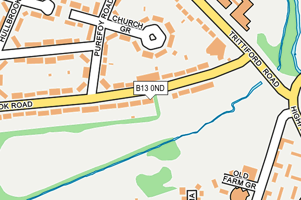 B13 0ND map - OS OpenMap – Local (Ordnance Survey)