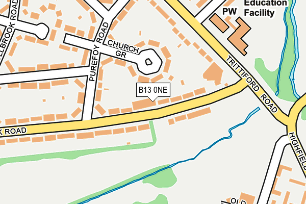 B13 0NE map - OS OpenMap – Local (Ordnance Survey)