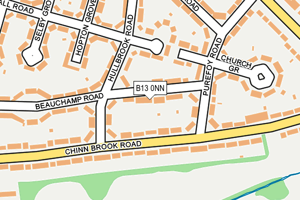 B13 0NN map - OS OpenMap – Local (Ordnance Survey)