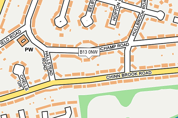 B13 0NW map - OS OpenMap – Local (Ordnance Survey)