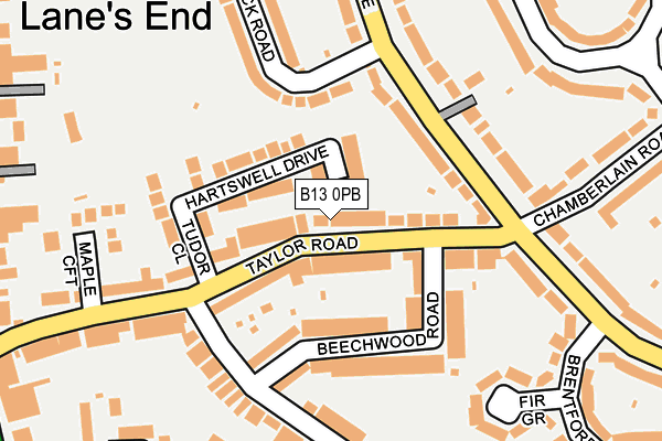 B13 0PB map - OS OpenMap – Local (Ordnance Survey)