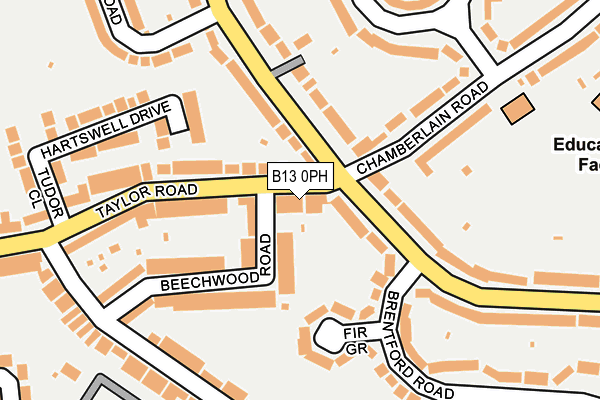 B13 0PH map - OS OpenMap – Local (Ordnance Survey)