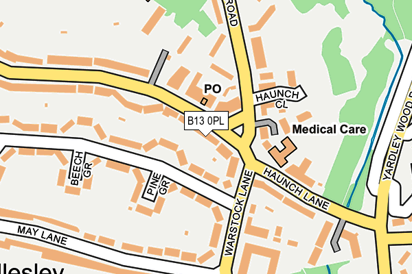 B13 0PL map - OS OpenMap – Local (Ordnance Survey)