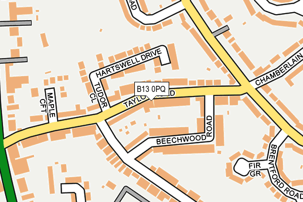 B13 0PQ map - OS OpenMap – Local (Ordnance Survey)