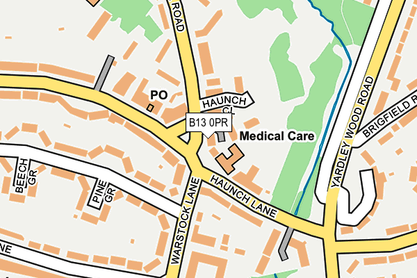 B13 0PR map - OS OpenMap – Local (Ordnance Survey)
