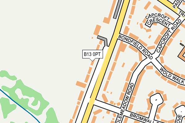 B13 0PT map - OS OpenMap – Local (Ordnance Survey)