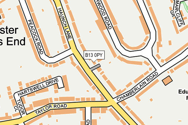 B13 0PY map - OS OpenMap – Local (Ordnance Survey)